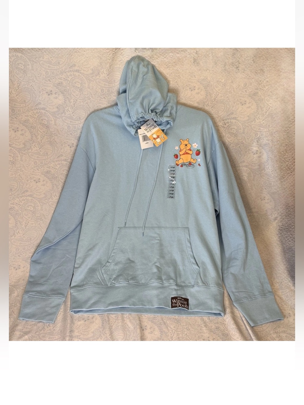 Disney Light Blue Juniors L Strawberry Winnie the Pooh Pullover Hoodie